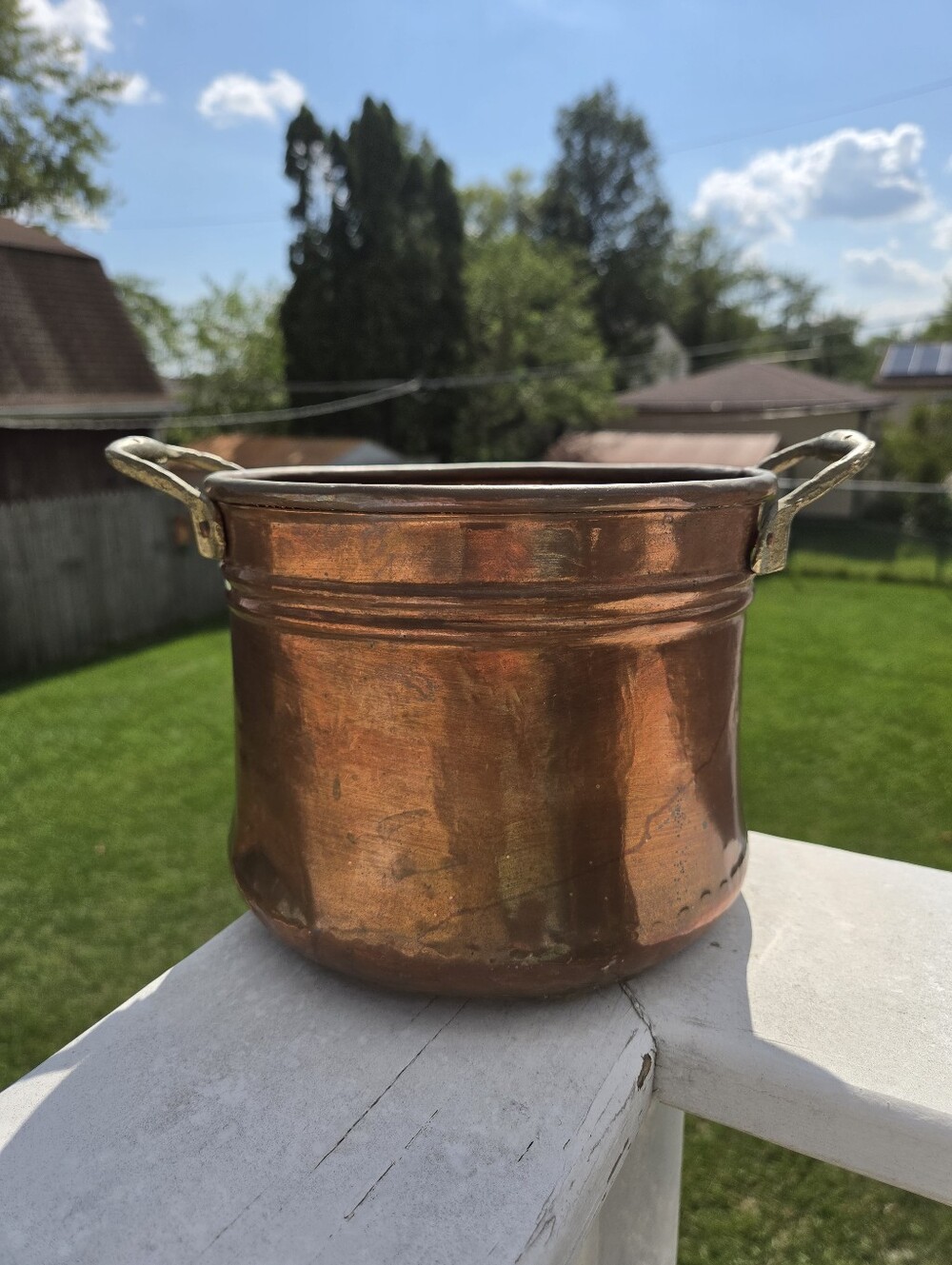 Vintage Turkish Handmade Copper Planter Cooking Pot Copper Brass Hand Forged - Picture 2 of 11